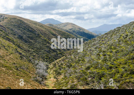 Vue de l'ensemble de montagnes à Mt Actaeon dans le haut pays près du Mont Hotham à Victoria en Australie Banque D'Images