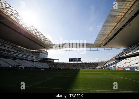 SÃO PAULO, SP - 01.05.2019 : CORINTHIENS X CHAPECOENSE - vue intérieure de la Corinthiens Arena avant le match entre les Corinthiens par rapport à Chapecoense, valide pour le deuxième tour de l'championnat brésilien de 2019, tenue à l'Arena Corinthians, côté est de la capitale de l'après-midi du mercredi (1). (Photo : Marcelo Machado de Melo/Fotoarena) Banque D'Images