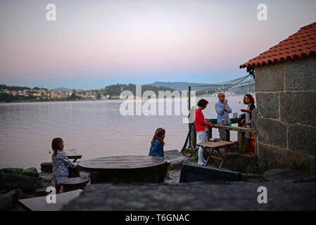 Combarro village dans la province de Pontevedra, Galice, Espagne Banque D'Images