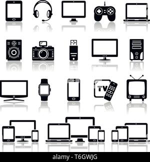 Les appareils numériques modernes et de gadgets électroniques d'icônes. Vector illustration. Illustration de Vecteur