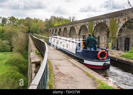 L'aqueduc de Chirk et viaduc ferroviaire sur la vallée 12 Le Nord du Pays de Galles. Le canal de Shropshire Union à Chirk. Banque D'Images