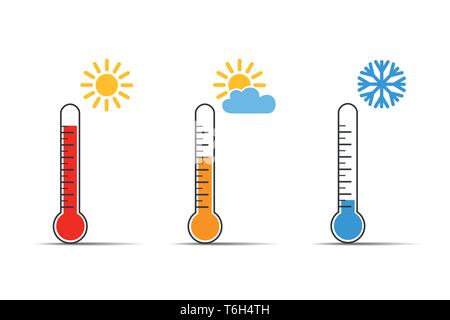 Thermomètre chaleur symbole icône météo chaude et froide illustration vecteur EPS10 Illustration de Vecteur