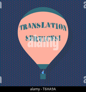 Écriture rédaction Traduction Services. Photo conceptuelle qui fournissent de l'organisation montrant pour traduire les discours Rose Blanche flotter de Montgolfières Banque D'Images