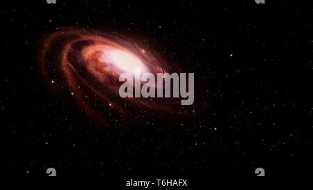 Galaxie spirale rouge dans l'espace lointain. Banque D'Images