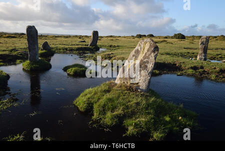 Cercle de pierres neuf Altarnun Bodmin Moor Banque D'Images