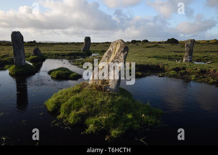 Cercle de pierres neuf Altarnun Bodmin Moor Banque D'Images