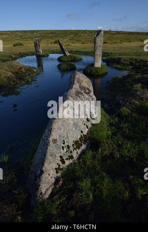 Cercle de pierres neuf Altarnun Bodmin Moor Banque D'Images