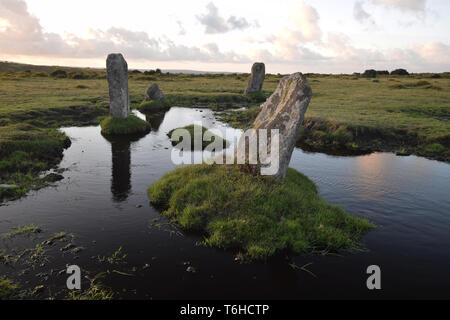 Cercle de pierres neuf Altarnun Bodmin Moor Banque D'Images