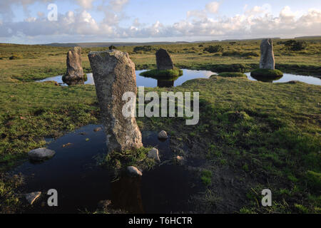 Cercle de pierres neuf Altarnun Bodmin Moor Banque D'Images