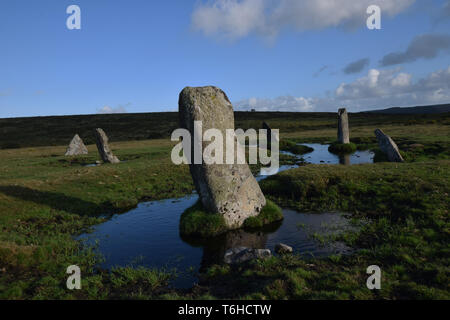 Cercle de pierres neuf Altarnun Bodmin Moor Banque D'Images