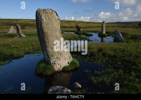 Cercle de pierres neuf Altarnun Bodmin Moor Banque D'Images