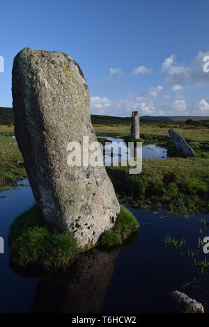 Cercle de pierres neuf Altarnun Bodmin Moor Banque D'Images