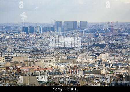 Vue aérienne sur le centre de Paris vu de Montmartre. Banque D'Images