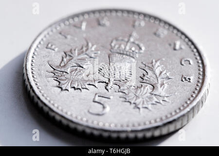 Photo macro d'un pence Anglais Banque D'Images