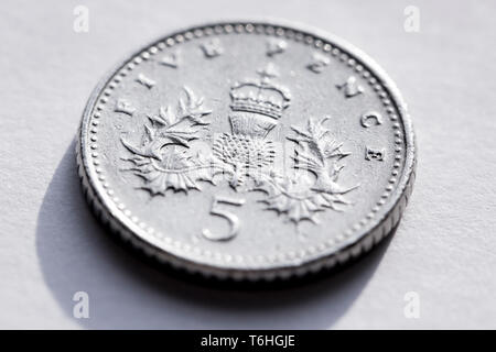 Photo macro d'un pence Anglais Banque D'Images