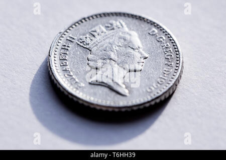 Photo macro d'un pence Anglais Banque D'Images