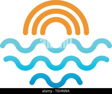 Beach Sunset vecteur conception de logo logo icône élément, coucher du soleil - vector concept Illustration de Vecteur