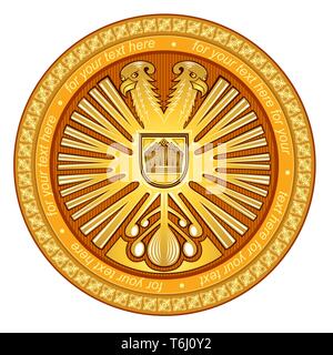 Deux têtes d'or cercle eagle côte de arm Illustration de Vecteur