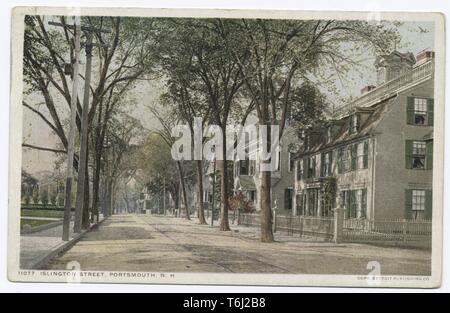 Detroit Publishing Company vintage carte postale représentant les maisons historiques sur Islington Street à Portsmouth, New Hampshire, 1914. À partir de la Bibliothèque publique de New York. () Banque D'Images