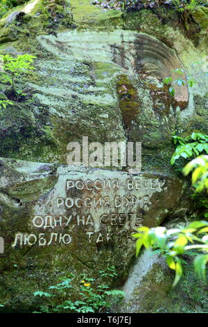 Belle gorge de montagne. Des rochers couverts de mousse. Banque D'Images