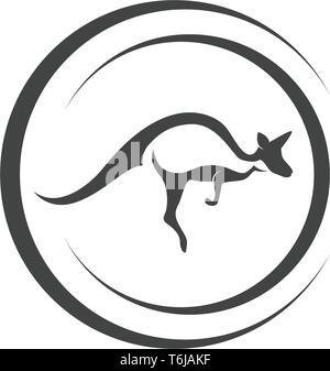 Saut de kangourou logo animal Illustration de Vecteur