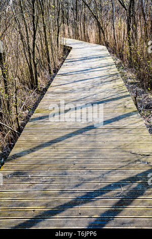 Une promenade sur l'un des lacs à Cotswold Water Park. Banque D'Images