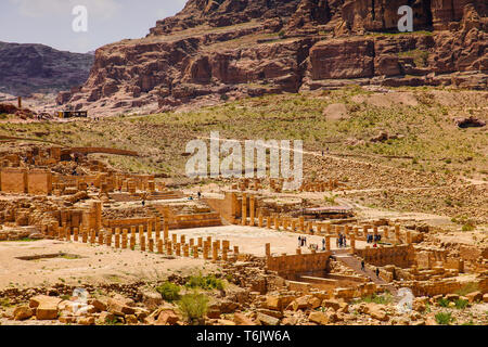 Portrait de ruines du grand temple complexe, datant du 1er siècle avant J.-C., Petra, Jordanie. Banque D'Images