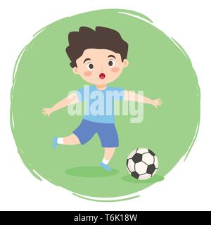 Garçon jouant au football soccer Vector Cartoon Illustration de Vecteur
