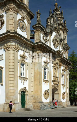 Sanctuaire de Nossa Senhora dos Remedios, église baroque, façade avant, orné, rampe, handicap, édifice religieux catholique, Europe, Lamego, Portugal, Banque D'Images