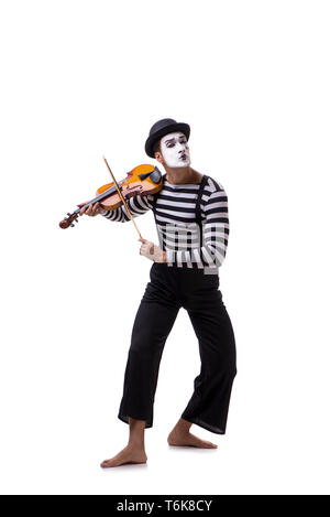 Le mime au violon isolated on white Banque D'Images