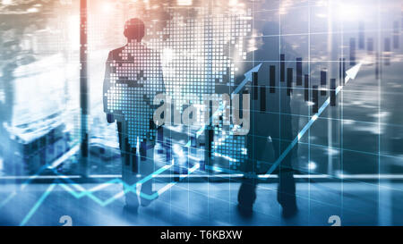 Bourse financière graphique graphique Bougie ROI Retour sur investissement Business Concept. Banque D'Images