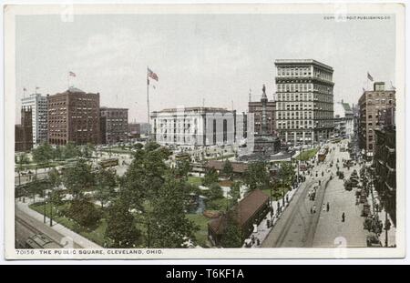 Detroit Publishing Company vintage carte postale de la place publique à Cleveland, Ohio, 1914. À partir de la Bibliothèque publique de New York. () Banque D'Images