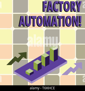 Main conceptuel écrit, indiquant l'automatisation industrielle. Sens Concept le fonctionnement automatique et le contrôle de machines ou de processus graphique à barres 3D en Cluster G Banque D'Images