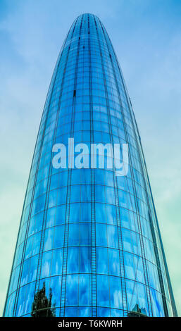 Londres, Royaume-Uni, 2018 août, One Blackfriars construisant une tour de verre de 50 étages, en fin d'après-midi, les utilisations incluent des appartements résidentiels, un hôtel, et le commerce de détail, Royaume-Uni Banque D'Images