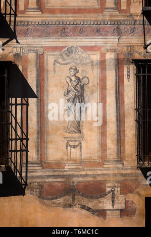 Les peintures murales sur l'hôtel Shine Albayzín, un ancien hôtel particulier du 16ème siècle dans l'Albaicín de Grenade, Anddalucia, Espagne. Banque D'Images