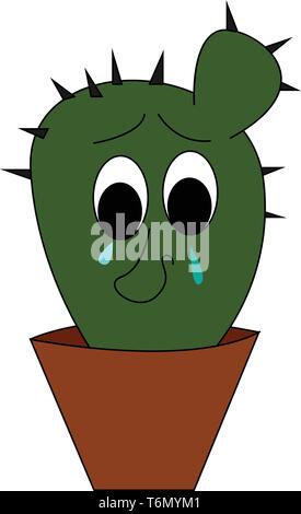 Cactus triste illustration vecteur sur fond blanc Illustration de Vecteur