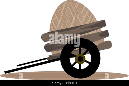 Un chariot chargé de lourdes qui est prêt à vecteur de départ un dessin en couleur ou de l'illustration Illustration de Vecteur