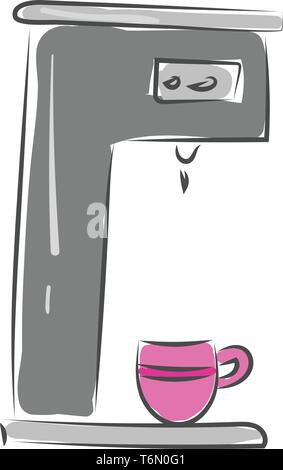 Une machine à café avec une tasse à café pourpre dans il prêt à être rempli de couleur ou de dessin vectoriel illustration Illustration de Vecteur