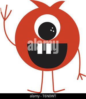 Un drôle de monstre avec les bras et les jambes et deux grandes dents et un seul vecteur yeux dessin en couleur ou de l'illustration Illustration de Vecteur
