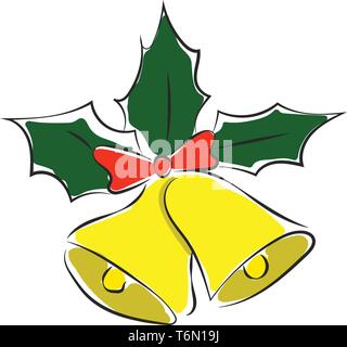 Cloches suspendues utilisée pour la décoration de l'arbre de Noël accroché au mur ou la porte des décorations de l'arbre pour faire clignoter la chambre et créer une atmos festival Illustration de Vecteur