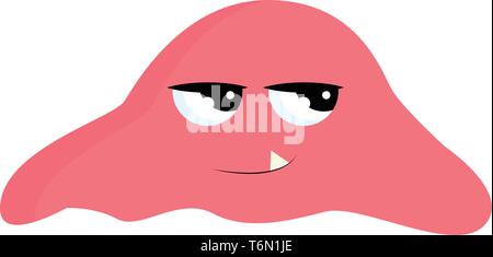 Monstre rose avec un dessin en forme de dôme corps deux grands yeux et une projection vers l'extérieur de la dent fang semble drôle de dessin en couleur ou de l'illustration vectorielle Illustration de Vecteur