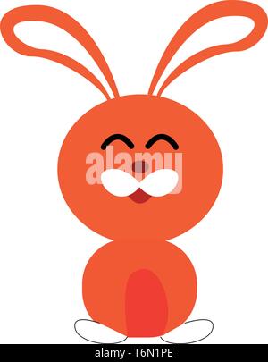 De Clipart un mignon petit lapin orange avec les yeux fermés et le sourire de tourner jusqu'à joues alors que l'article dessin couleur ou de l'illustration vectorielle Illustration de Vecteur
