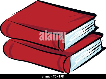 Deux livres de clipart rouge avec un grand nombre de pages sont empilés les uns au-dessus des autres sur une table vector dessin en couleur ou de l'illustration Illustration de Vecteur