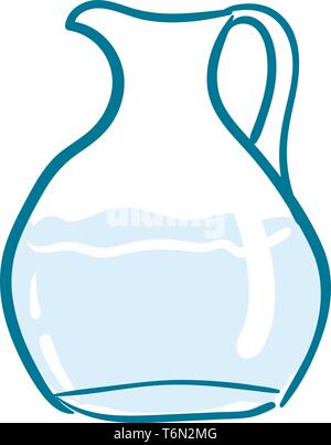 Clipart d'un grand contenant une base plate avec une poignée et une très étroite et ouverture au sommet pour verser à moitié rempli d'eau vector Illustration de Vecteur