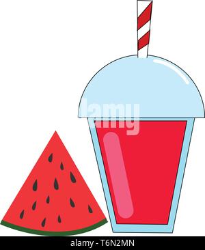 Une tasse de jus de melon dans une couleur rouge en plastique jetable parti rouge tasse avec du blanc en forme de dôme de couleur couleur ou dessin vectoriel couvercle illustration Illustration de Vecteur