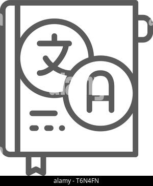 Dictionnaire, l'icône de la ligne du vocabulaire. Isolé sur fond blanc Illustration de Vecteur