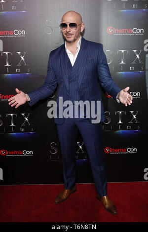 2 avril 2019 - Las Vegas, NV, USA - LAS VEGAS - 2 avril : Pitbull au CinemaCon 2019 - STX films au Caesars Palace, le 2 avril 2019 à Las Vegas, NV (crédit Image : © Kay Blake/Zuma sur le fil) Banque D'Images