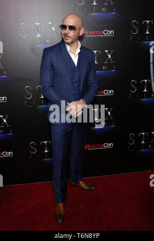 2 avril 2019 - Las Vegas, NV, USA - LAS VEGAS - 2 avril : Pitbull au CinemaCon 2019 - STX films au Caesars Palace, le 2 avril 2019 à Las Vegas, NV (crédit Image : © Kay Blake/Zuma sur le fil) Banque D'Images