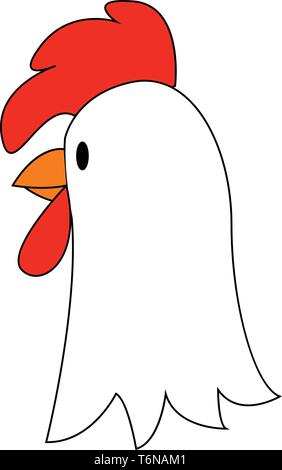 Un dessin d'une poule en blanc et rouge couleur avec bec jaune vector dessin en couleur ou de l'illustration Illustration de Vecteur