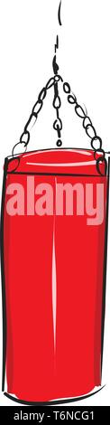 Un sac de boxe boxe rouge noir avec chaîne pour accrocher un dessin en couleur ou de l'illustration vectorielle Illustration de Vecteur
